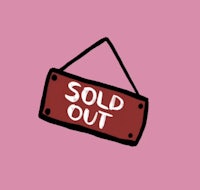 a sold out sign on a pink background