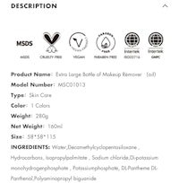 a label showing the ingredients of a cosmetic product