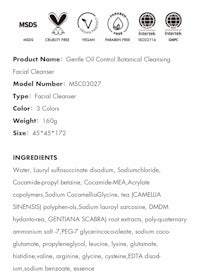 a list of ingredients for a facial cleanser